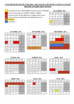 Calendari lectiu curs 2023-2024
